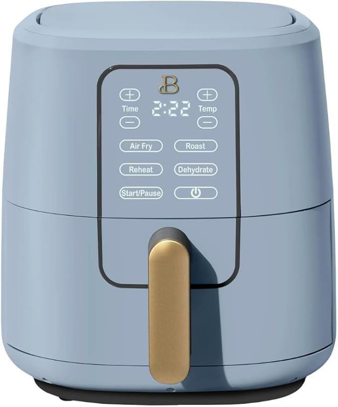 Beautiful 6-Quart Digital Air Fryer – TurboCrisp Tech Touchscreen with 1750W Power, 4 Cooking Modes (Cornflower Blue)