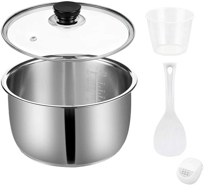 Stainless steel inner pot of rice cooker, compatible with Tiger JBV-A10U model, made of 304 stainless steel. No rice cooker included.