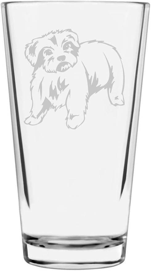 Maltese Custom Personalized Dog Themed Etched All Purpose 16oz Pint Glass