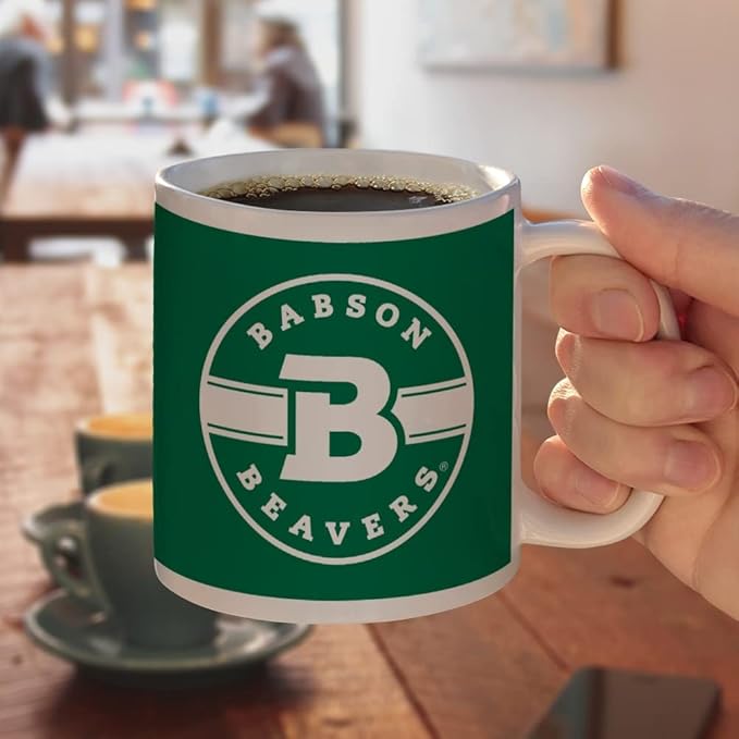 Babson College Beavers Logo Ceramic Coffee Mug, Novelty Gift Mugs for Coffee, Tea and Hot Drinks, 11oz, White