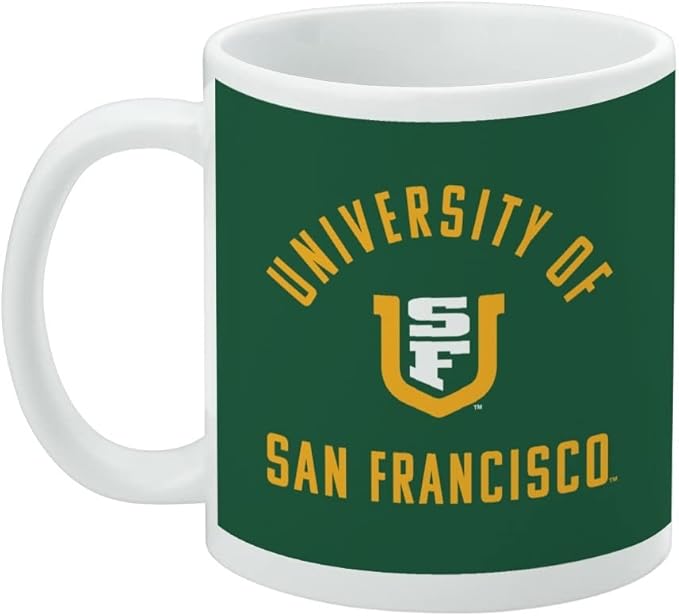 University of San Francisco Dons Logo Ceramic Coffee Mug, Novelty Gift Mugs for Coffee, Tea and Hot Drinks, 11oz, White