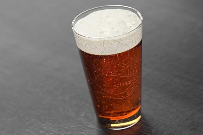 Well Told Engraved Richmond Virginia Map Pint Glass, Etched Beer Gift (16 oz, Clear) City Map Pint, Custom City Glassware, Gifts For Beer Lovers