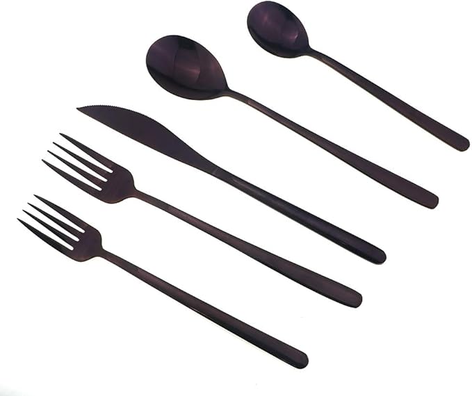 JASHII Mirror Polished Purple 30-Piece SUS304 Stainless Steel Flatware Set,Silverware Set Dinner Knife Fork Spoon Dessert Fork Salad Spoon Service for 6