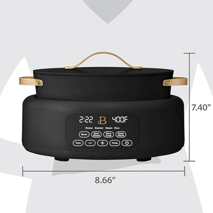 Beautiful 10-in-1 Electric Multi-Cooker, 6-Quart, Digital Display, Non-Stick Pot, One-Touch Control, 10 Cooking Functions (Black)