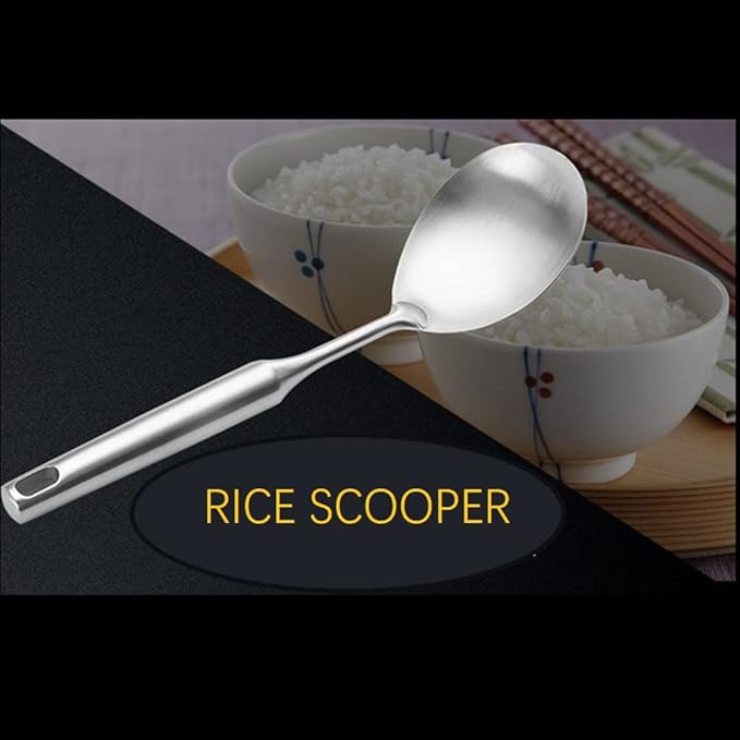 Rice Scooper Spoon Stainless Steel Paddle Serving Spatula Ladle Cooking Utensil for Restaurant and Home Kitchen Heat Proof Handle Durable 11.6 Inches