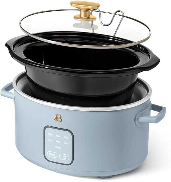 Beautiful 4-Quart Slow Cooker with Touch-Activated Display, Programmable Digital Controls, Removable Non-Stick Pot, Keep Warm Function, by Drew Barrymore (Cornflower Blue)