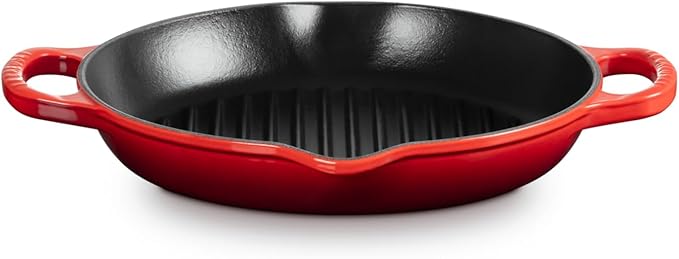 Le Creuset Enameled Cast Iron Signature Deep Round Grill, 9.75", Cerise