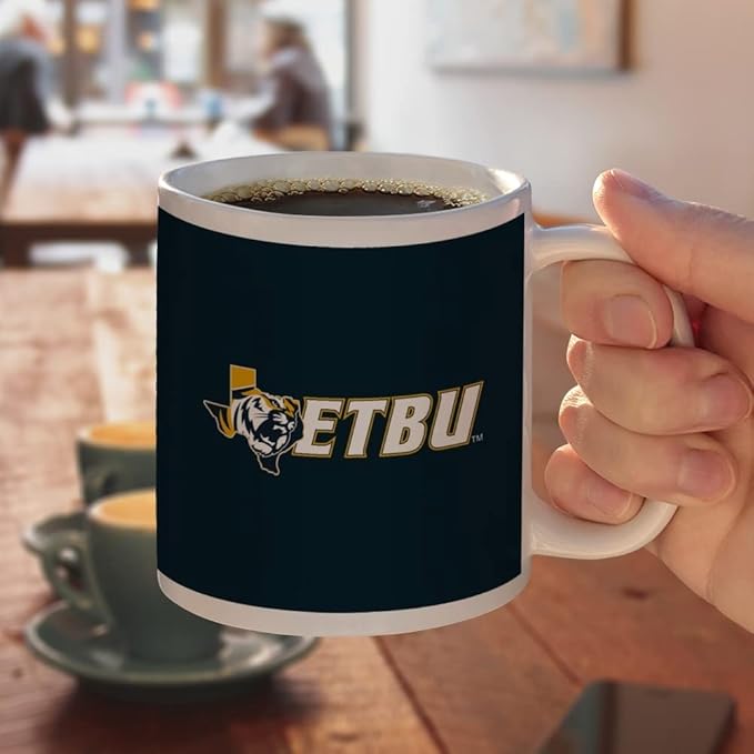 East Texas Baptist University Tigers Logo Ceramic Coffee Mug, Novelty Gift Mugs for Coffee, Tea and Hot Drinks, 11oz, White