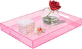 SetGame Acrylic Serving Tray with Handles, Bathroom Desktop Decorative Storage Arylic Trays, Simple Vanity Tray Food Tea Fruit Dinner Snack Tray for Bar Kitchen Party