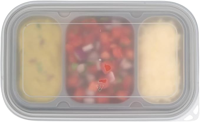 Restaurantware TRAYS ONLY: Futura 15.2 Ounce Trays For Containers, 100 Microwavable Trays For 24, 34, & 44 Ounce Containers - Containers Sold Separately, 3 Compartments, Clear Plastic Food Trays