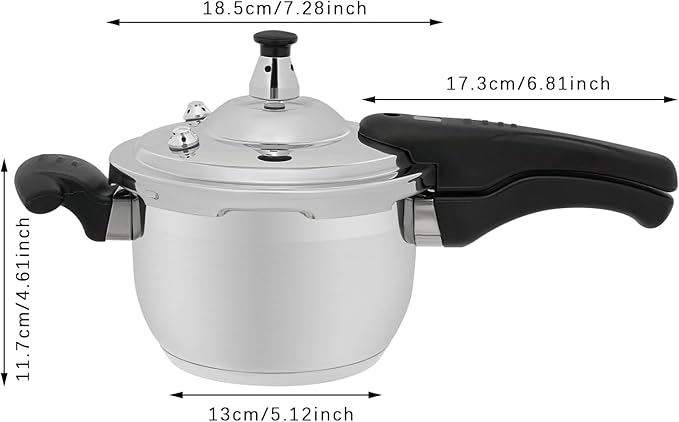 Stainless Steel Pressure Cooker Small Pressure Pot 80Kpa High Security Pressure Canner with Handle for Home Restaurants (2L/2.11Qt)
