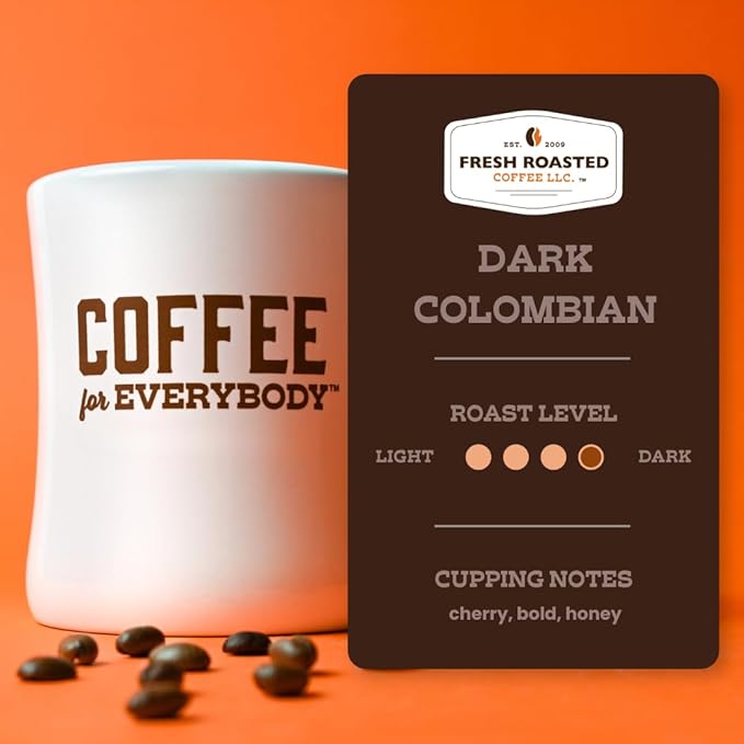 Fresh Roasted Coffee, Dark Colombian, Med-Dark Roast, 72 Pods for K Cup Brewers