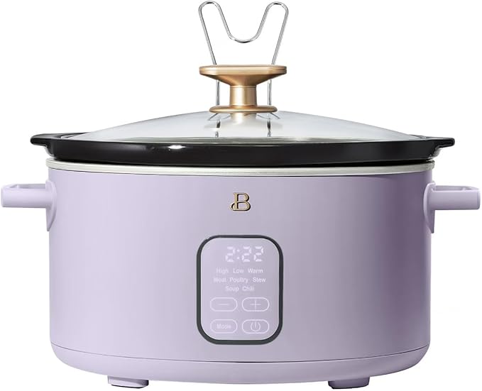 Beautiful 6 Qt Programmable Slow Cooker with Touch Control, Digital Timer and Keep Warm Function – Large Electric pot Capacity Kitchen Appliance by Barrymore (Lavender)