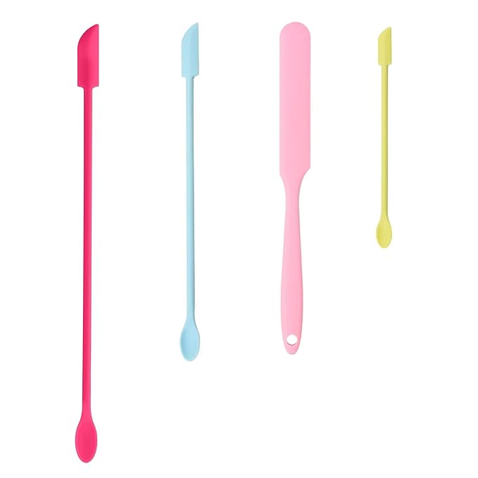Beauty Spatula, 4 Pcs Small Spatula Mini Spatula for Cosmetics Lotion Makeup Spatula, Every Drop Tiny Spatula for Makeup and Kitchen Jar, Wax Waxing Body Hair Removal spatula