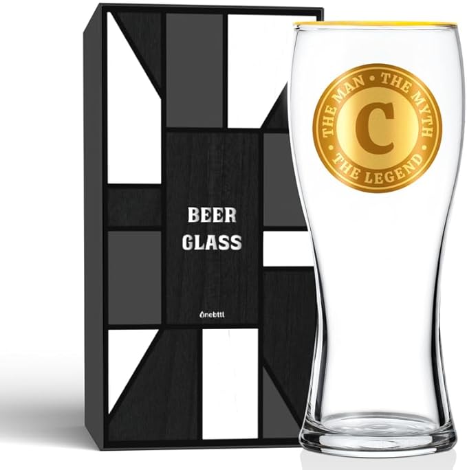 Personalized Beer Glass for Men, Funny Custom Alcohol Gifts for Beer Lovers, Unique Birthday Christmas Gifts for Him, the Man the Myth the Legend, C