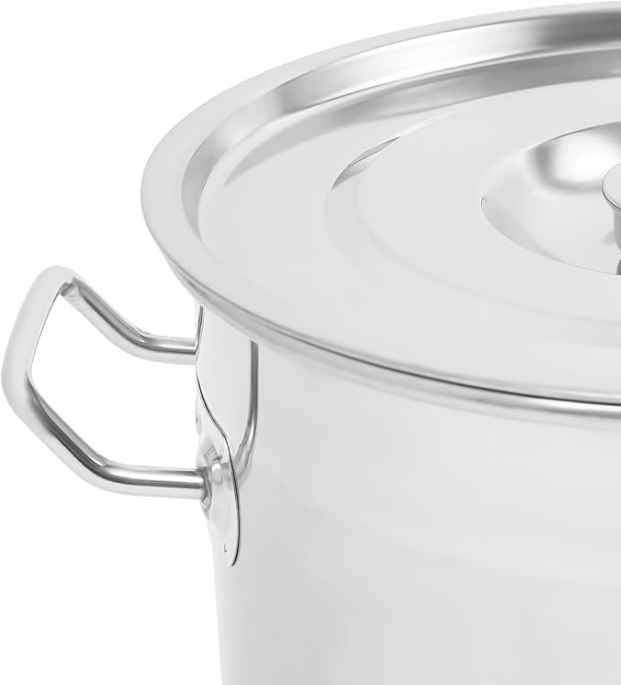 12L/22.2Qt Commercial Large Stock Pot with Lid,Nickel Free Stainless Steel Cookware Healthy Polished Stockpots, Induction Soup Pot for Cooking Home Use