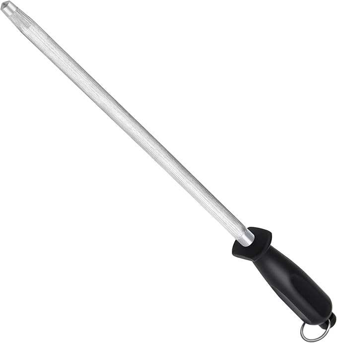Honing Steel Knife Sharpening Rod 12 inches, Premium Carbon Steel Knife Sharpener Stick, Easy to Use Honer for Knives and Rod Sharpeners - Daily Maintenance