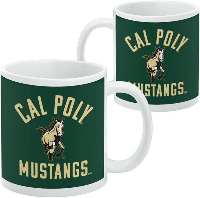 Cal Poly Mustangs Logo Ceramic Coffee Mug, Novelty Gift Mugs for Coffee, Tea and Hot Drinks, 11oz, White
