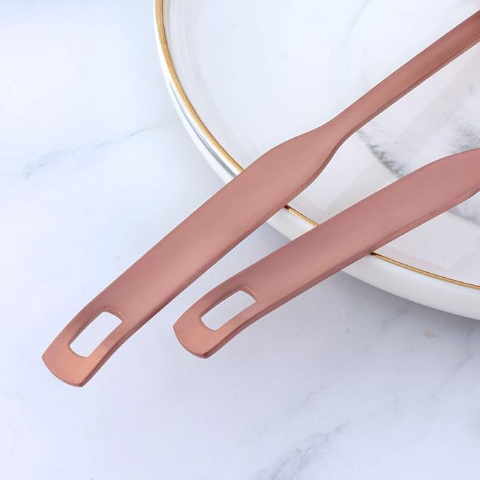 Buyer Star 2 Pcs Soup Ladle Spoons, Rose Gold Cookware Serving Long Handle Steel Slotted Spoon Cooking Utensil Set for Hotpot