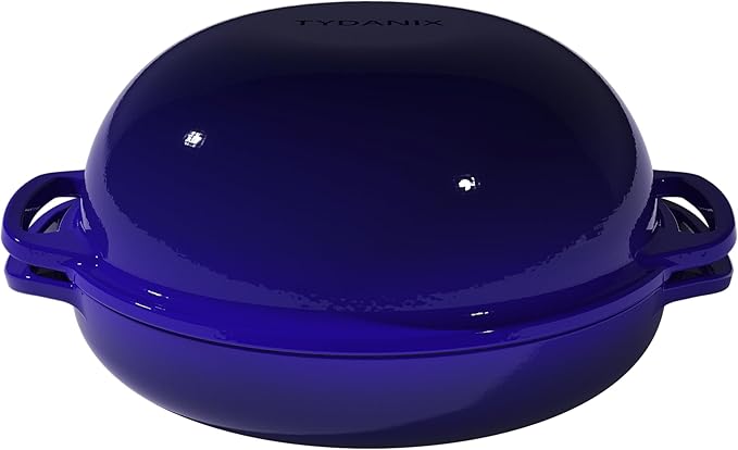 2-in-1 Multifunctional Enameled Cast Iron Dutch Oven, 6QT Loaf Pan with Dual Handles, Perfect for Baking Sourdough, Roasting, Braising & Stews, Oven & Stovetop Safe, Easy to Clean & Pre-Seasoned