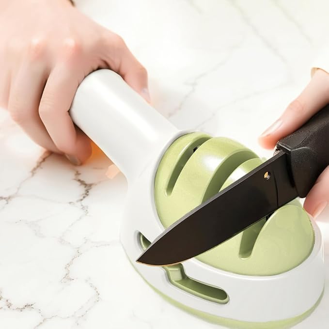 Knife Sharpener for Kitchen,Handheld Sharpener for Repairing and Polishing Kitchen Knives,Manual Sharpener Suitable for Various Kitchen Knives (Green)