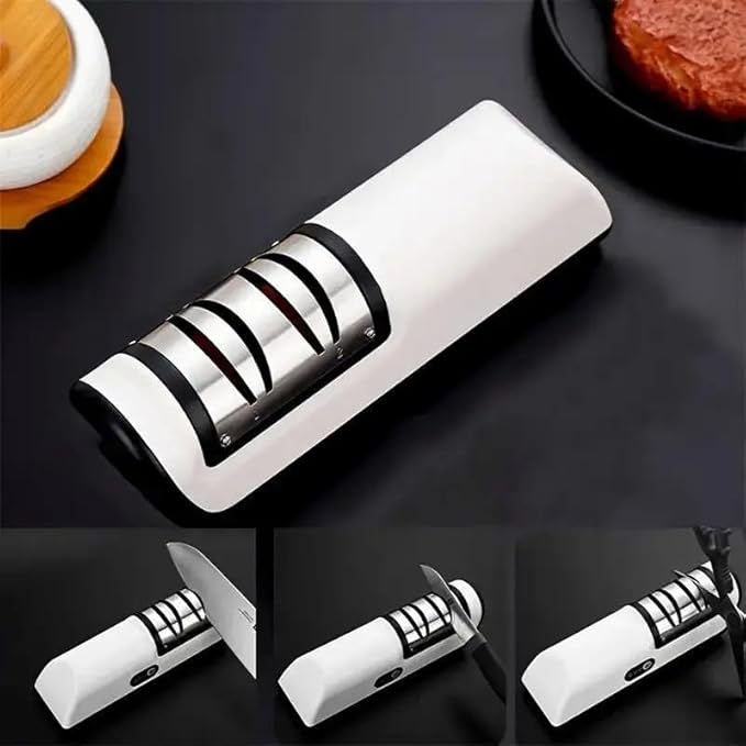 Electric Knife Sharpener with 20° Auto Angle Guide | 2-Stage Diamond Sharpening System | Rechargeable Professional Kitchen Knife Sharpener for Chef, Home & Stainless Steel Knives