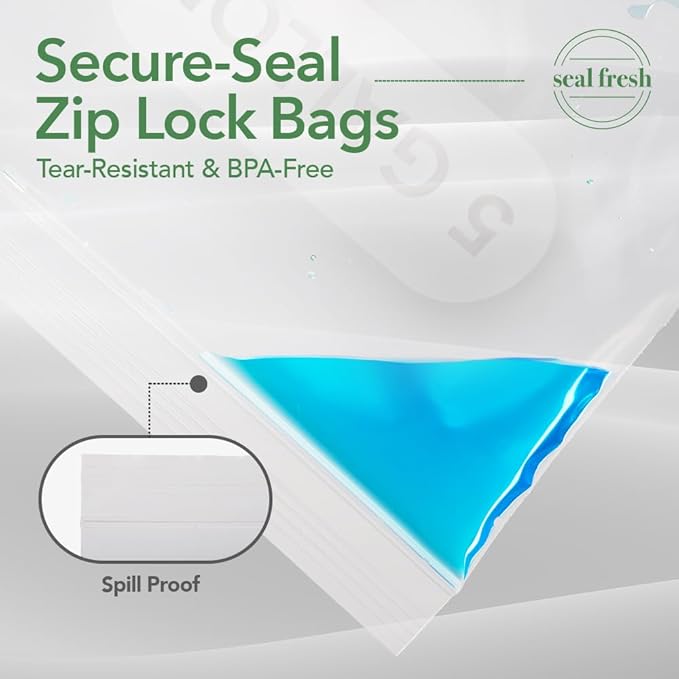 5 Gallon Large Plastic Storage Bags – 18" x 24" (15 Count) – Reusuable XXL Extra Large Heavy Duty Clear Jumbo Freezer Zip Bags with Sealable Zipper Top For Clothes, Travel, Moving