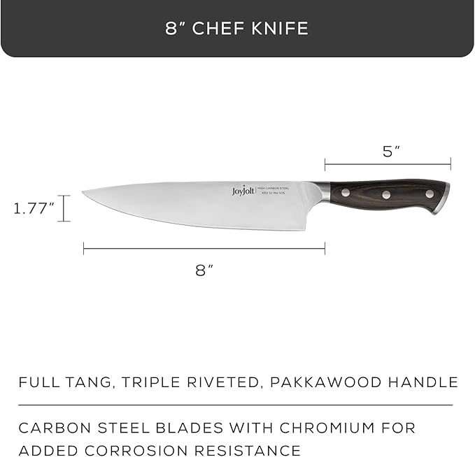 JoyJolt 8” Chef Knife, High Carbon x50 German Steel Kitchen Knife – Magnetic Gift Box.