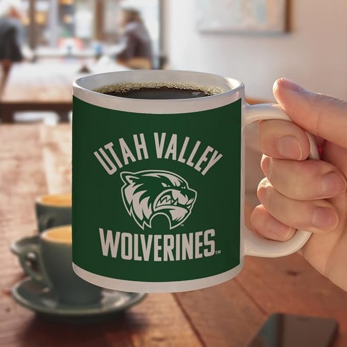 Utah Valley University Wolverines Logo Ceramic Coffee Mug, Novelty Gift Mugs for Coffee, Tea and Hot Drinks, 11oz, White