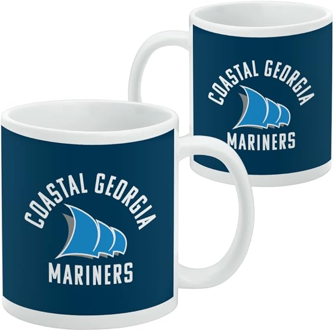 College of Coastal Georgia Mariners Logo Ceramic Coffee Mug, Novelty Gift Mugs for Coffee, Tea and Hot Drinks, 11oz, White