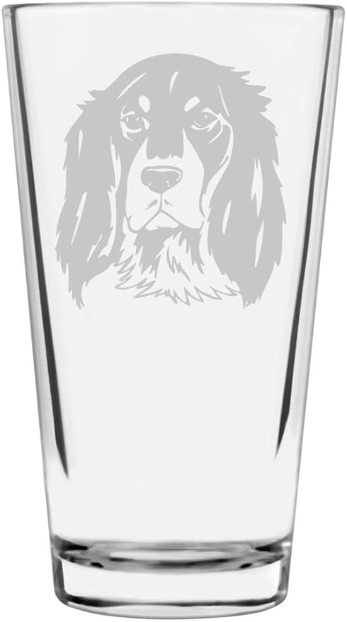 Epagneul Bleu de Picardie Blue Picardy Spaniel Custom Personalized Dog Themed Etched All Purpose 16oz Pint Glass