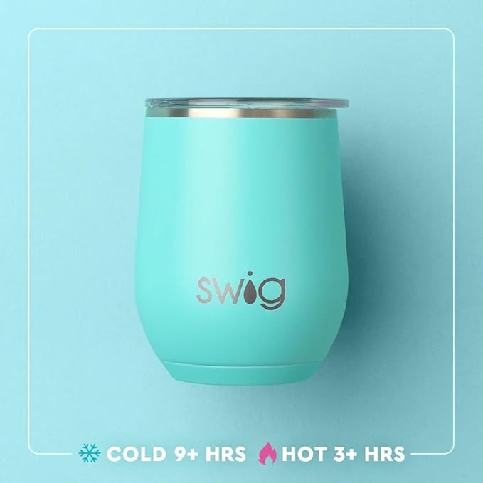 Swig Life 12oz Wine Tumbler with Lid, Stainless Steel, Dishwasher Safe, Portable, Triple Insulated Wine Tumbler (Island Bloom)