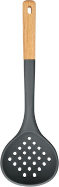 Kitchen Ladle Strainer, Large Slotted Spoon with High Heat Resistant BPA Free, Non Stick Cooking Skimmers For Draining & Frying, 13.2inch (Grey)