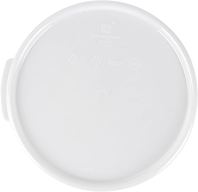 Restaurantware-LIDS ONLY: Met Lux Food Container Lids, 10 Round Covers For Storage Containers - Containers Sold Separately, With Pull-Corner Tab, White Plastic Lid, Dishwashable, Freezable