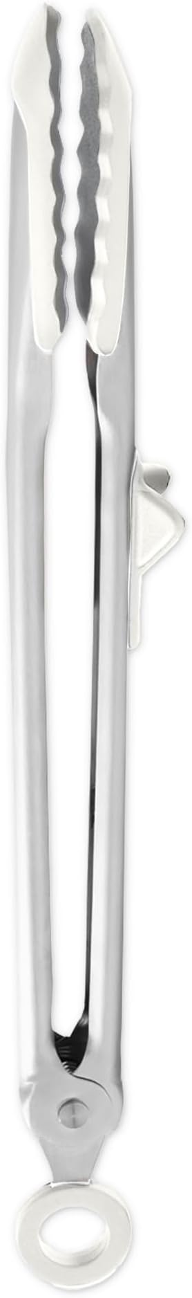 Tovolo Tongs With Silicone Tips Easy Grip 13” Long Kitchen Tongs Stainless Steel Handle For Cooking BBQ, Non Scratch Heat Resistant Locking Metal Tongs Silicone Tipped Dishwasher Safe BPA Free, White