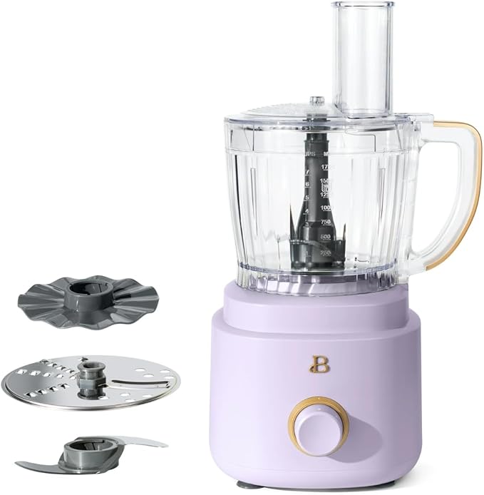 Beautiful 10‑Cup Food Processor ‑ 500 W, Variable Speed, Twist‑Lock, Dishwasher‑Safe Parts, Included Accessories (Lavender)