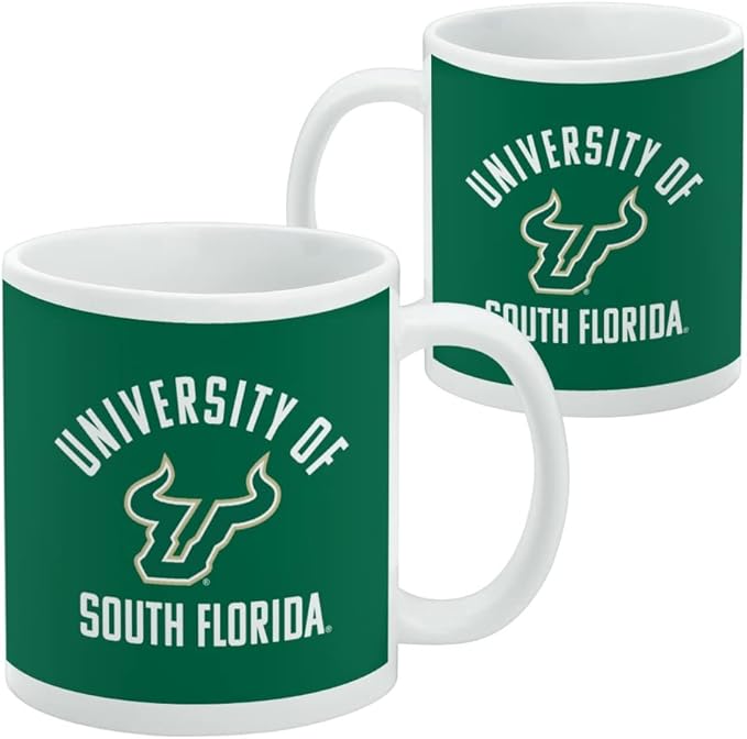 University of South Florida Bulls Logo Ceramic Coffee Mug, Novelty Gift Mugs for Coffee, Tea and Hot Drinks, 11oz, White