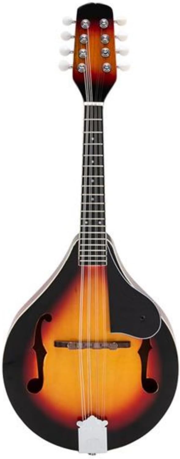 A Style Mandolin Sunset Finish 8 String Acoustic Mandolin for Beginners and Adults with Basswood Body Rosewood Fingerboard Mahogany Top Folk Bluegrass Instrument