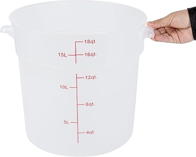 Restaurantware-Met Lux 18 Quart Food Storage Containers, 10 Translucent Storage Containers - Lids Sold Separately, Red Volume Markers, Dishwashable Containers, Side Handles, For Storing Foods