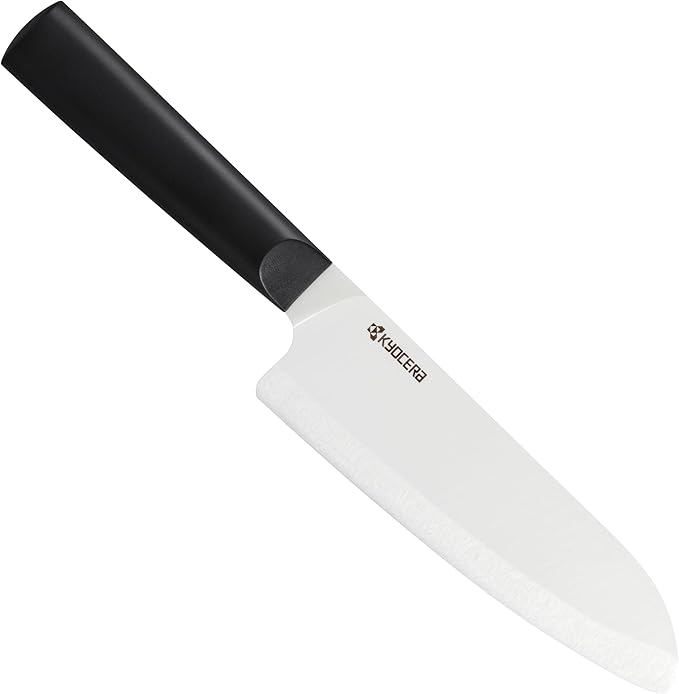 Kyocera INNOVATIONwhite 6" Ceramic Santoku Chefs Knife - White Z212 Blade with Non-Slip Black Handle