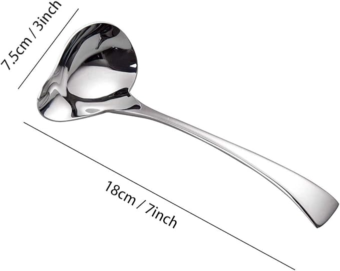 IMEEA Gravy Spoon Mini Gravy Ladle Drizzle Spoon 18/10 Stainless Steel Small Ladle for Sauce Serving, Set of 2