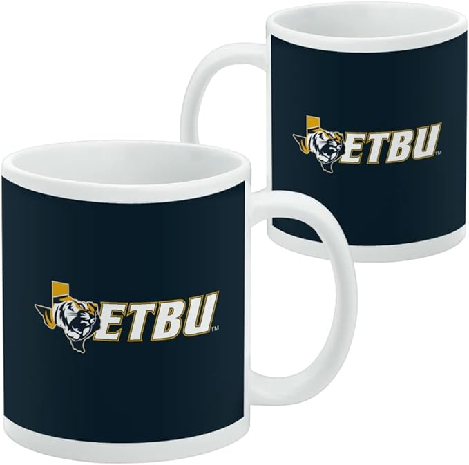East Texas Baptist University Tigers Logo Ceramic Coffee Mug, Novelty Gift Mugs for Coffee, Tea and Hot Drinks, 11oz, White