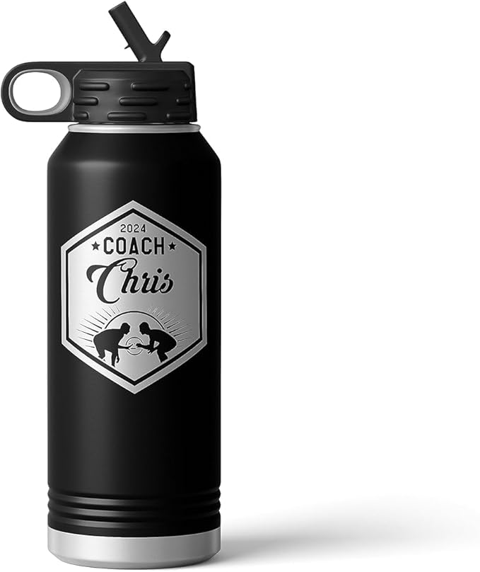 Wrestling Coach gifts, Tumbler, Coach tumbler, Wrestling gifts, Coach Beer glass, Coach gift, Coach gifts, Wrestling Coach (Wrestling Hexagon, Black, 32oz Water Bottle)