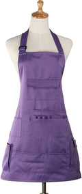 boshiho Adult Painting Aprons, Adjustable Buckle, Barber Apron with Pockets for Women/Men/Unisex, Utility or Work Apron (Purple)