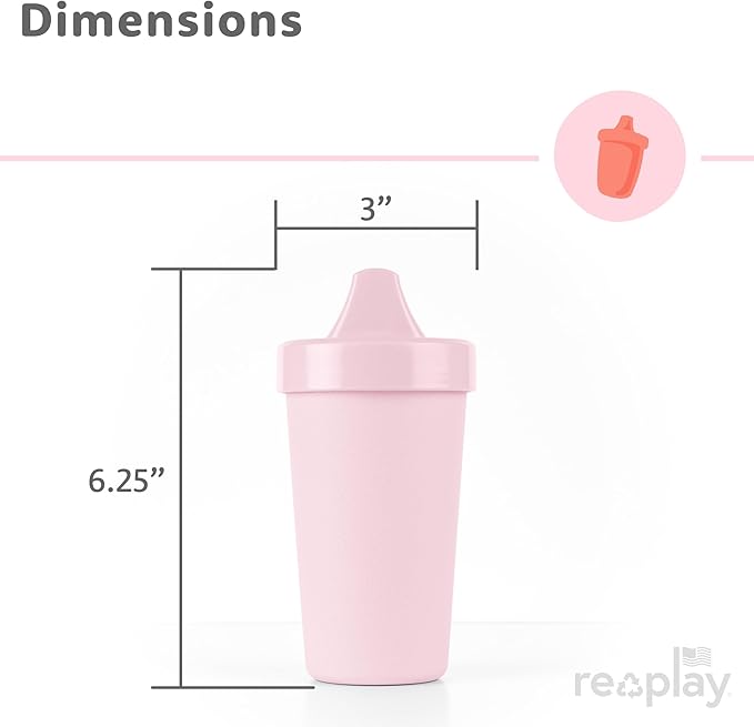 Re-Play Spill-Proof Sippy Cups - Reusable 10 Oz Set of 4, Dishwasher & Microwave Safe, Made in USA, Desert Roses