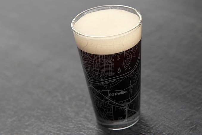 Well Told Engraved Nashville Tennessee Map Pint Glass, Etched Beer Gift (16 oz, Clear) City Map Pint, Custom City Glassware, Gifts For Beer Lovers
