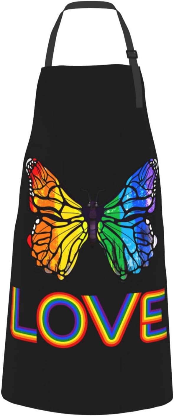 LGBT Aprons Gay Aprons with Pockets and Adjustable Rainbow Apron for Gardening Cooking Kitchen