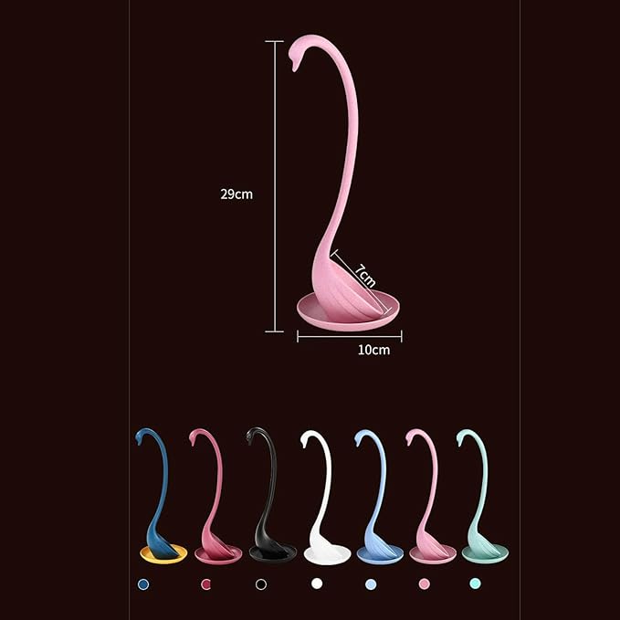 Swan Shaped Soup Ladle, Practical PP Material Long Handle Soup Spoon with Tray Lightweight Large Capacity Swan Shaped Soup Ladle for Home Kitchen (Pink)