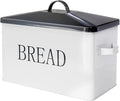 SOTECH Metal Bread Box with Lid for Kitchen Countertop Large Bread Bin kitchen Bread Food Snacks Storage Container Farmhouse BreadBox Grey Lid White Body with Side Handles