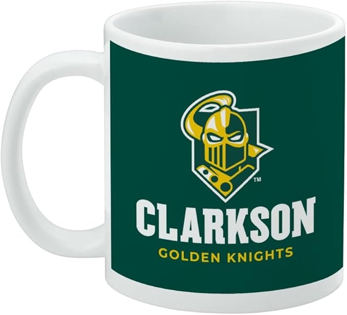 Clarkson Golden Knight Ceramic Coffee Mug, Novelty Gift Mugs for Coffee, Tea and Hot Drinks, 11oz, White